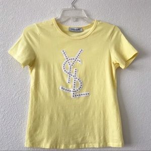 Yves Saint Laurent Jeweled Yellow Logo T-shirt